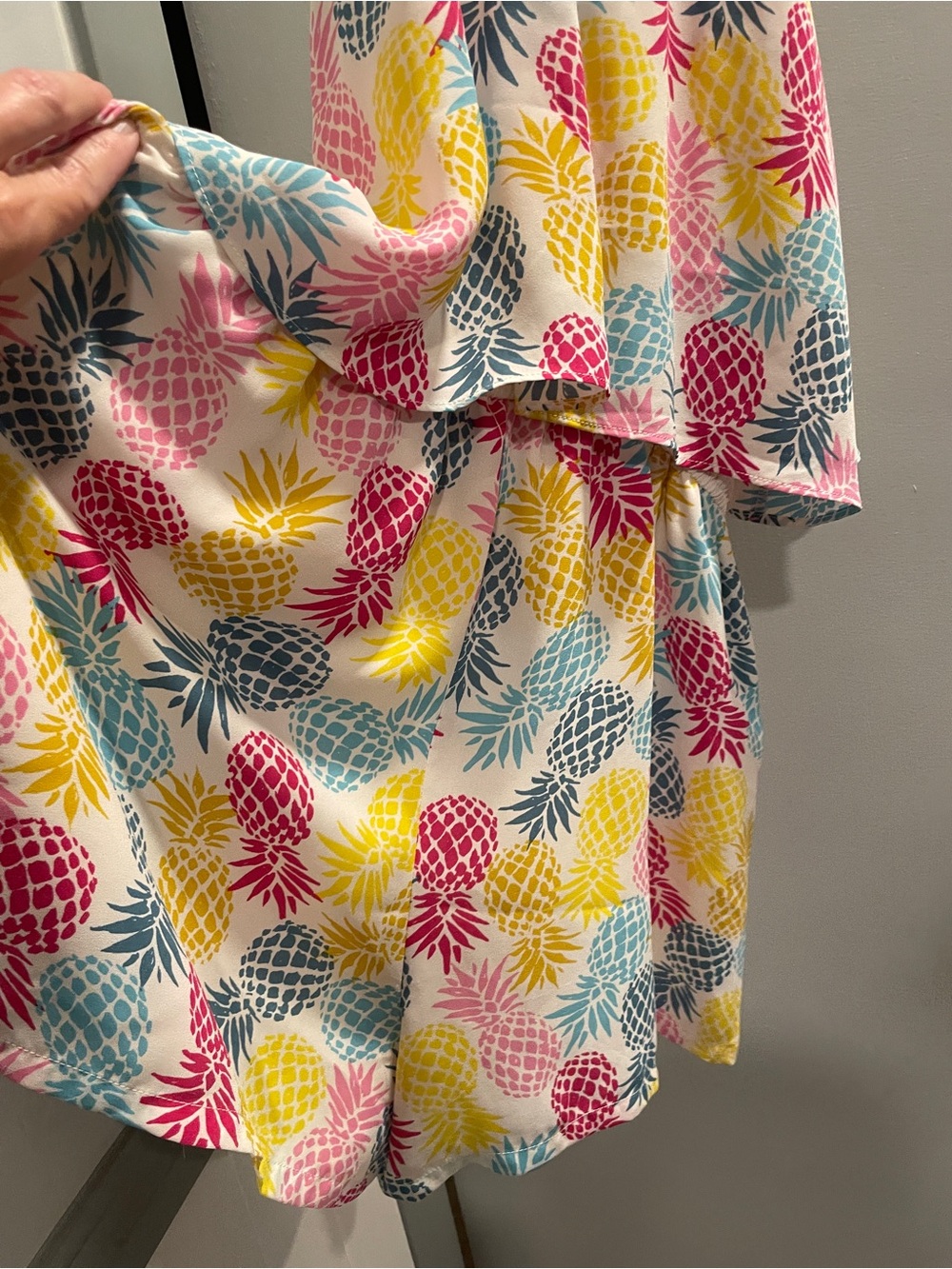 Finn & Grace Tropical Pineapple Print Layered romper - Pink Yellow Blue size S - Picture 7 of 9